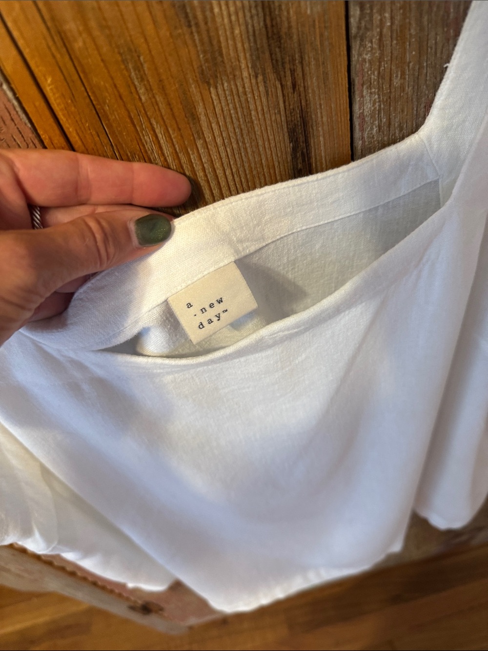 a new day Cream Square Neck Tank Top linen blend size large - Picture 3 of 11